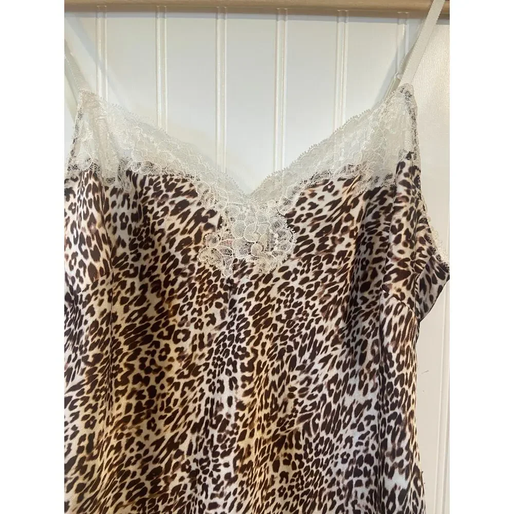 Victorias Secret Small Leopard Cheetah Print & Lace Baby Doll Nightie Women's L